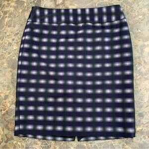 The Limited Skirt Size 4 Black Purple Sliver Plaid Pencil Straight Lined SideZip